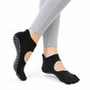 Calcetines para yoga con dedos antideslizantes color negro Sowilo, protectores cortos escotados con agarre de silicona para evitar caídas y juanetes en Chile.