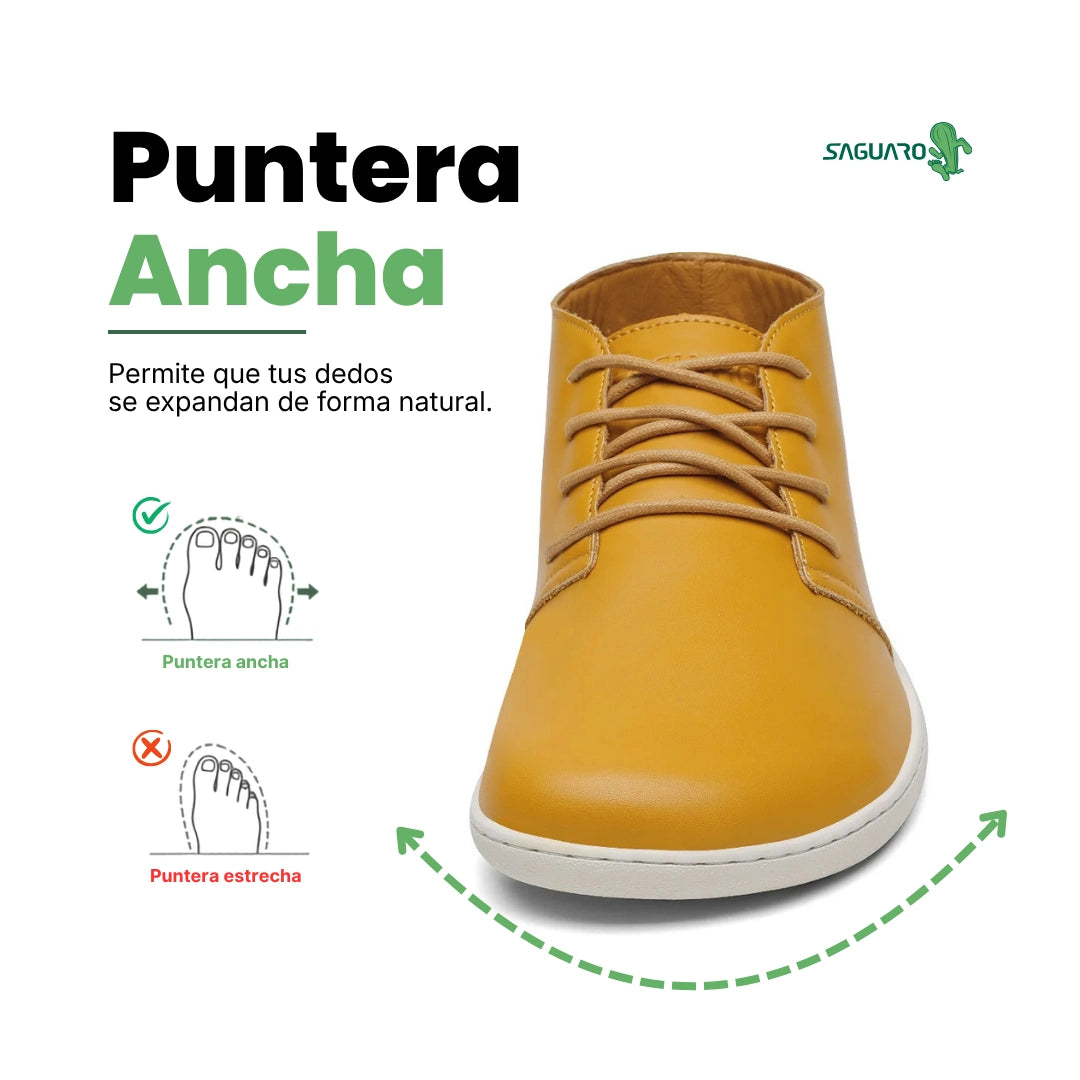 Vista frontal resaltando la amplia caja de dedos del zapato formal Saguaro Noble I.