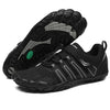 Par de zapatillas Saguaro Vigor II negras vistas juntas.