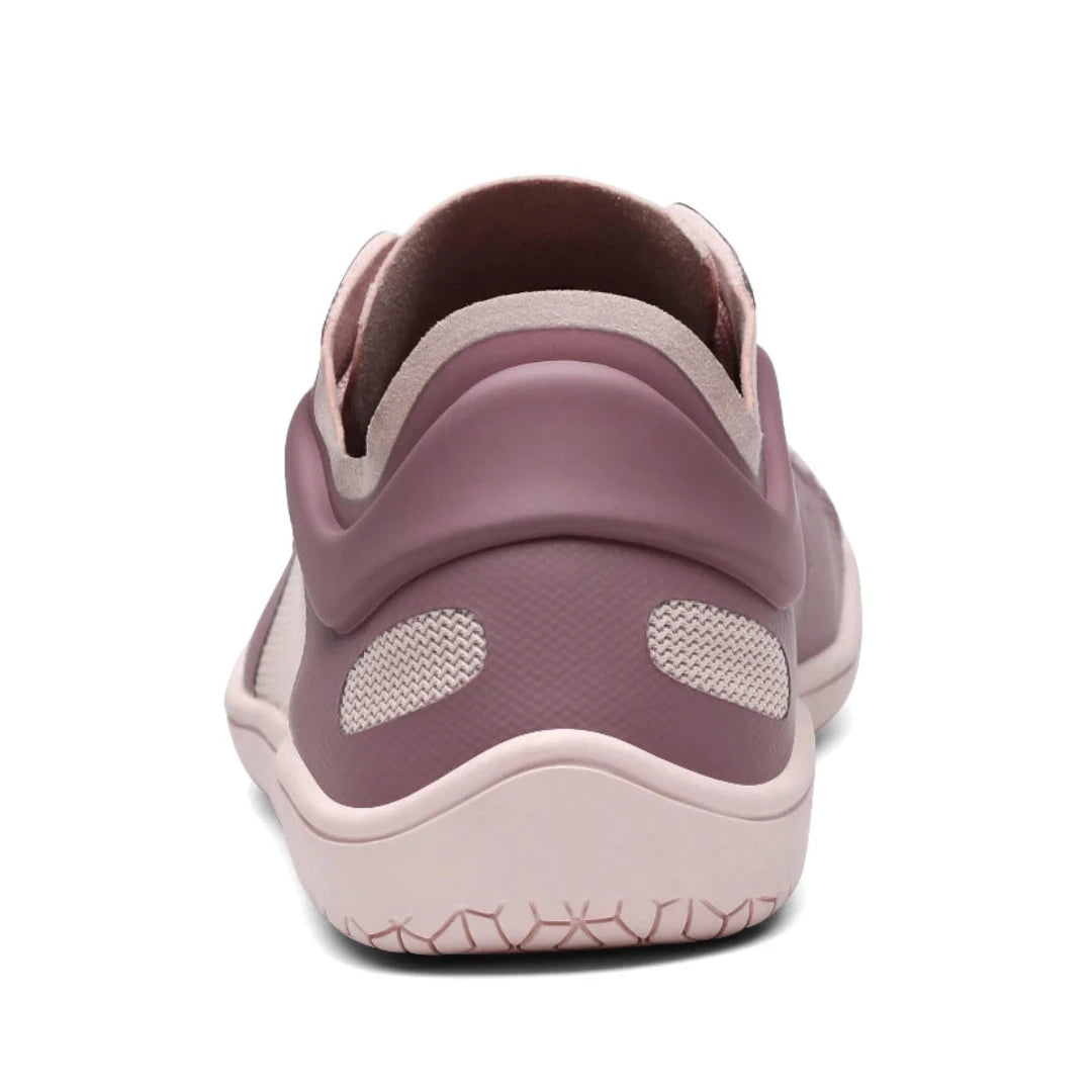 Zapatilla barefoot urbana trasera rosa, suela delgada zero drop.
