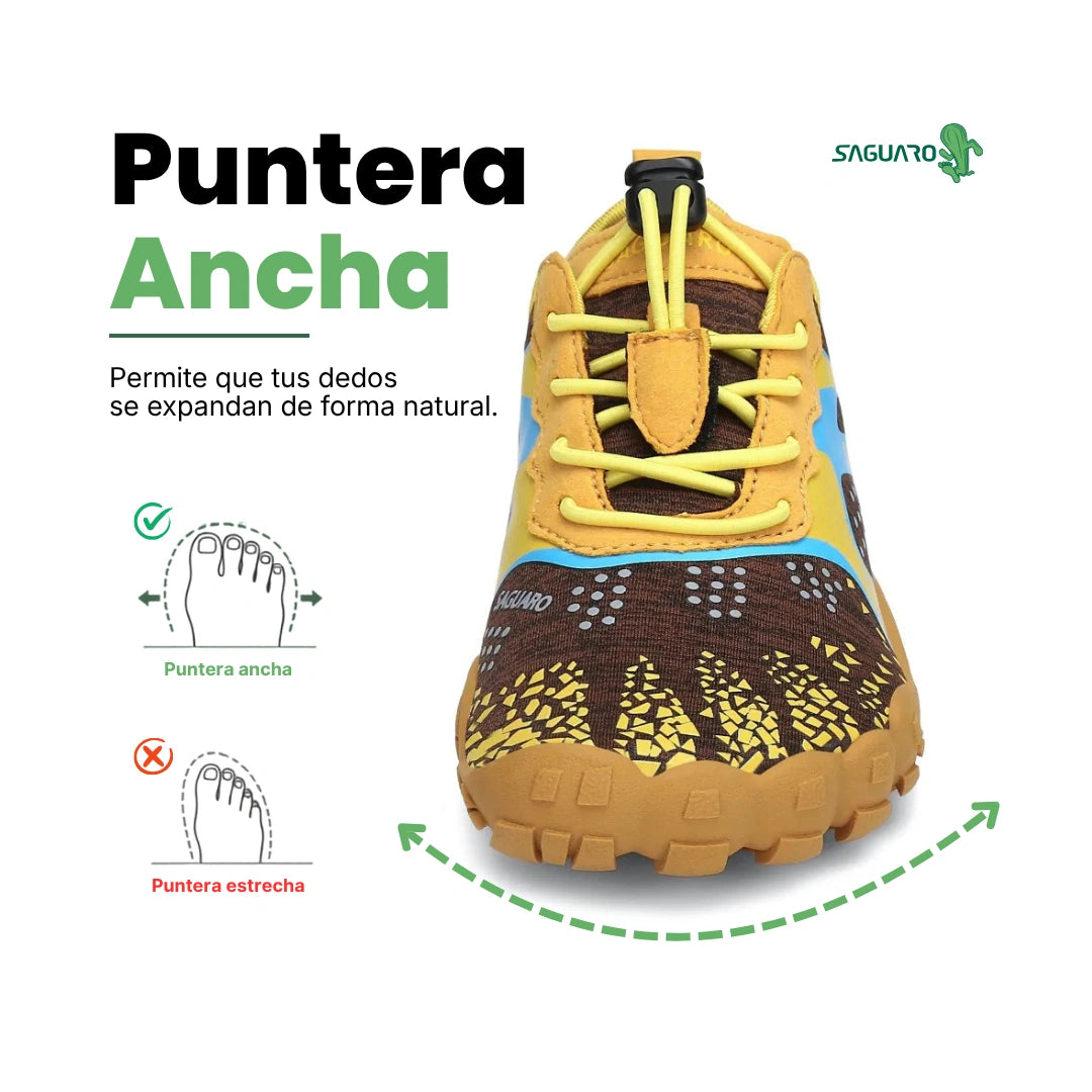 Zapatillas barefoot Saguaro Kids Fast I amarillas vista frontal