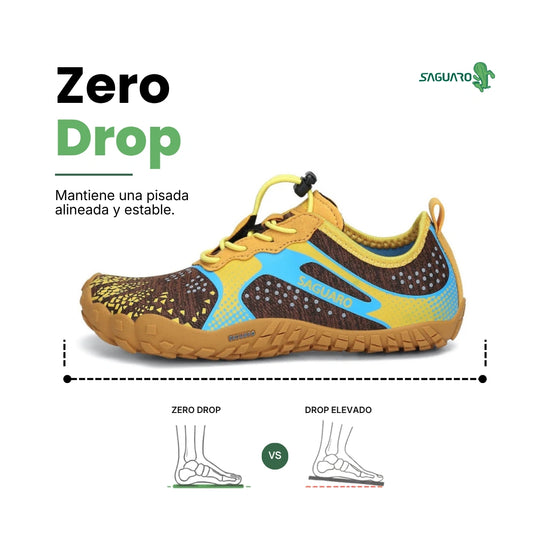 Zapatillas barefoot Saguaro Kids Fast I amarillas vista lateral