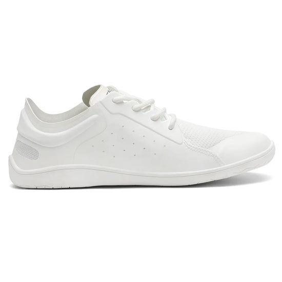 Zapatillas ergonómicas blancas Saguaro Wish II, calzado minimalista con suela plana y drop cero para caminar sin dolor.