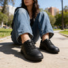Zapatillas ergonómicas negras ZZFABER Easy I de estilo casual para vestir, calzado plano respetuoso con horma ancha en Chile.